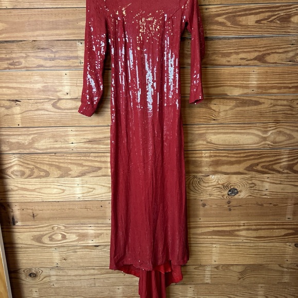 Diane Von Furstenberg Dresses & Skirts - Diane Von Furstenberg Red Sequin Long Sleeve Dress
